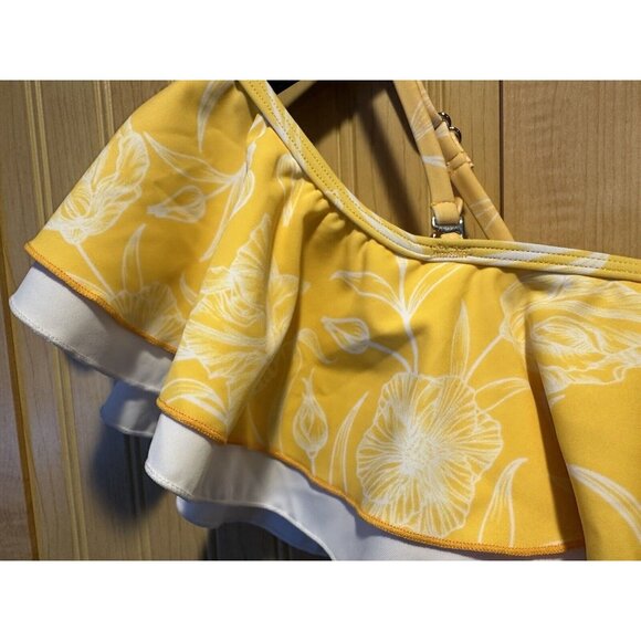 Cupshe Yellow Off Shoulder Ruffle Textured One Piece Swimsuit Size M - Picture 5 of 6